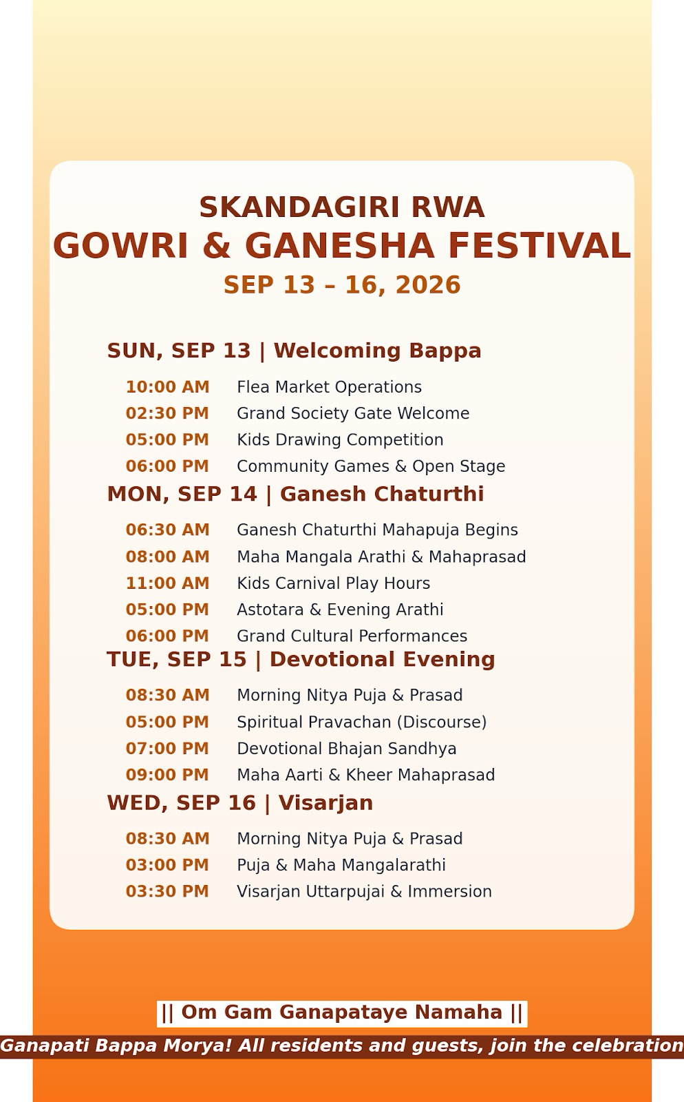 Printed Schedule